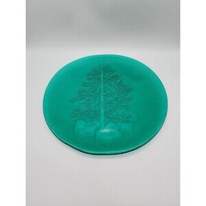Christmas Tree Platter Teal Glass Large Plate